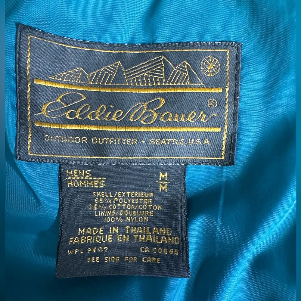 Eddie Bauer Vintage Men's Teal Military Trench Hoodie Jacket Size Medium - Picture 7 of 7